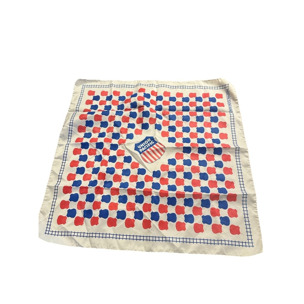 Vintage Union Pacific Railroad Scarf 100% Polyester Made In USA 22" Square
